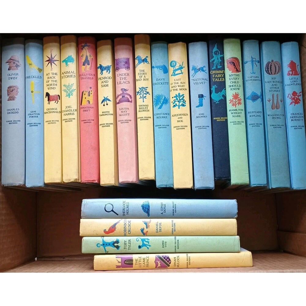 Vintage 1940s 1950s Junior Deluxe Edition Books Lot of 20 HC Children's Classics